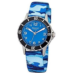 REGENT 12400236 - horloge, stoffen band blauw, Rosa Roja, Strepen