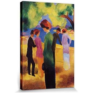 1art1 August Macke Poster Kunstdruk Op Canvas Lady In A Green Jacket, 1913 Muurschildering Print XXL Op Brancard | Afbeelding Affiche 120x80 cm