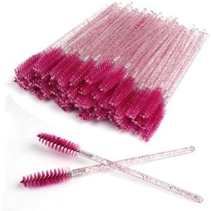 60 stuks wimpers, wenkbrauwen, mascara toverstaf applicator wimper ricinusolie borstel cosmetische make-up gereedschap (kristalzwart)