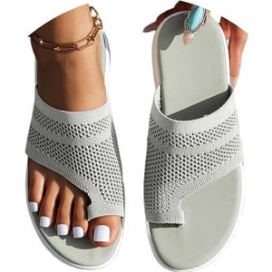 LXURY Orthopedische Sandalen Voor Dames, Comfortabele Platformpantoffels Van Mesh, Zomermuiltjes Grote Teen Hallux Valgus Schoenen, Voor Strandreizen,Grijs,37