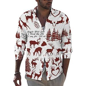 Buffalo geruite herten heren button-down shirt met lange mouwen casual strand tops met zak normale pasvorm