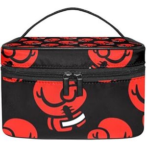 Rode bokshandschoenen patroon zwarte make-up organizer tas, reismake-up tas organizer case draagbare cosmetische tas voor vrouwen en meisjes toiletartikelen, Meerkleurig, 22.5x15x13.8cm/8.9x5.9x5.4in