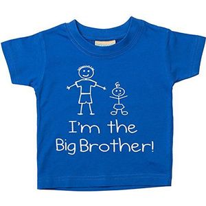 I'm The Big Bruder blauw T-shirt voor baby's, peuters en kinderen, verkrijgbaar in de maten 0-6 maanden tot 14-15 jaar, cadeau voor babybroers, blauw, 3-4 Jaar