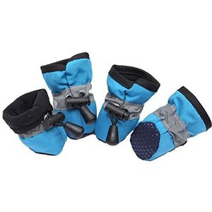 Hongtai 4 stuks waterdichte Dog schoenen for kleine honden Chihuahua Verstelbare Reflecterende Regenlaarzen puppyhuisdier Cat Socks laarsjes Pet Products (Color : Blue, Size : 6)