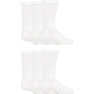 SockShop Kinderen Bamboe Schoolsokken - Jongens Meisjes Effen Gestreept Ademend Zachte Koelsokken Comfort Manchet Gladde teennaden 6 paar, Wit, 4-7 Years