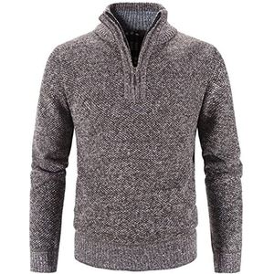 Wintertrui, Heren gebreide trui herfst winter wilde staande kraag verdikt ontwerp for heren(Brown,Asian L)