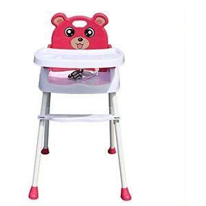 Babykinderstoel, babystoel, inklapbaar, eetstoel, kinderkinderstoel, babyeetstoel, 4-in-1 met veiligheidsgordels, dienblad, roze