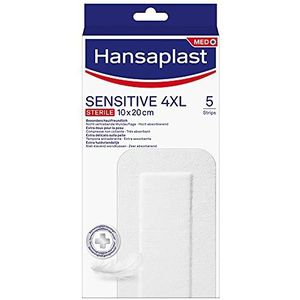 Hansaplast Sensitive 4XL pleister ter bescherming van middelgrote tot grote wonden, steriele pleisters, latexvrij, 1 verpakking van 5 stuks, 10 x 20 cm