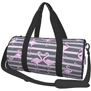 Kudde van tropische flamingo's Gedrukt Reistas Gym Sportuitrusting Tas Multi Pocket Reizen Duffel Tas Voor Opslag Sport Camping, Zwart, One Size