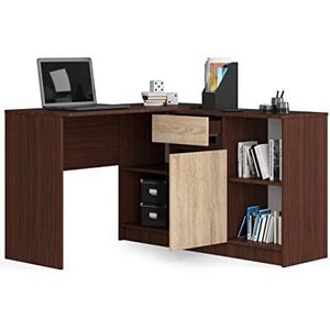 BDW 2-In-1 Bureau en Ladekast Set - Bureau Hoekbureau - Bureauhoek - Gaming Hoektafel - Bureau - Bureau Thuiskantoor - 120x79x129cm - Venga/Eiken Sonoma