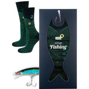 soxo Vissers Sokken Heren Cadeau Voor Vrouwen Happy Socks Woman Katoen Gift For Men Herensokken 40-45 Groene Vis