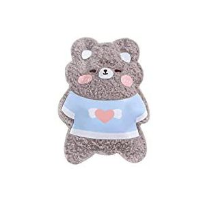 DieffematicRSD Warmwaterkruik Zachte warmwaterkruik met schattige fleece hoes Warme winterbenodigdheden Warmwaterzak for warm en koud kompres nek en schouder (Color : Gray)