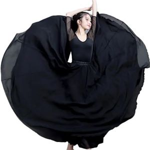 Flamencorok for vrouwen, 720 graden, volle cirkelvormige swingrok, Spaans danskostuum, volwassen, vloeiende, geplooide gelaagde rok for optredens, Halloweenfeest, rode krijtthema-outfit(Ferrous_XL)