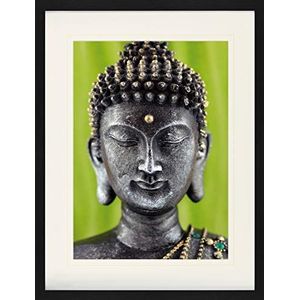 1art1 Boeddhisme Poster Buddha Statue, Green Ingelijste Foto Met Passepartout | Muur Foto's | In Een Fotolijstje 80x60 cm
