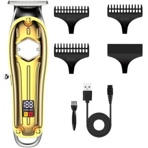 Tondeuse voor mannen, tondeuse professionele tondeuse elektrisch scheermes oplaadbare snijmachine USB oplaadbaar voor kapper (goud)