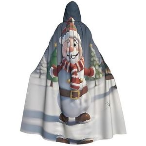 WURTON Kerstman, sneeuwpop en boom, mystieke mantel met capuchon voor mannen en vrouwen, ideaal voor Halloween, cosplay en carnaval, 185 cm