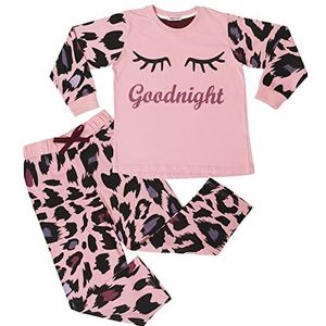 A2Z 4 Kids Meisjes Jongens Goodnight Pajamas Kinderen PJs 2 Stuk Luipaard Set Loungepak Voor - PJS 154 Baby Pink 3-4