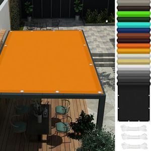 Schaduwdoek Rechthoek 3.4 x 3.4 m Waterdichte Scheurbestendige Zonnescherm Net Mesh-Schaduwdoek met Gratis Touw, Voor Outdoor Faciliteit en Activiteiten, Oranje