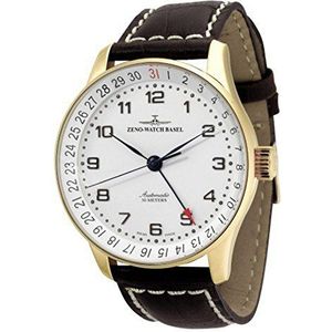 Zeno-Watch Mens Horloge - X-Large Retro Pointerdate verguld - P554Z-Pgr-f2
