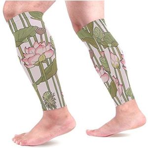EZIOLY Blooming Lotus Sport Kalf Compressie Mouwen Been Compressie Sokken Kalf Guard voor hardlopen, Fietsen, Moederschap, Reizen, Verpleegkundigen