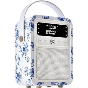 Laura Ashley Monty Dab+/Dab Radio met Bluetooth, FM- en radiowekker, stroomvoorziening via VQ en accu, draagbare radio met antenne, hoofdtelefoonaansluiting en USB-oplaadpoort, VQ roze