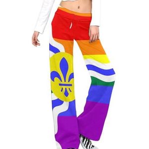 St. Louis Gay Pride Flag Damesbroek, casual broek, elastische taille, loungebroek, lange yogabroek, rechte pijpen