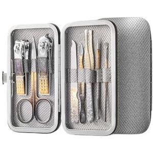 Manicureset, nagelknipperset, Grijze nagelknipperset 8/12/18 stuks Manicure Pedicure Kit(8pcs)