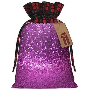Sprankelende Paarse Glitter Ambachtelijke Vervaardigd Trekkoord Jute Gift Bags-Herbruikbare Kerst Gift Zakken Voor Feestelijke Gelegenheden