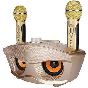 Draadloze draagbare Bluetooth 2X microfoon DJ Home Karaoke luidsprekersysteem Machine(Golden)