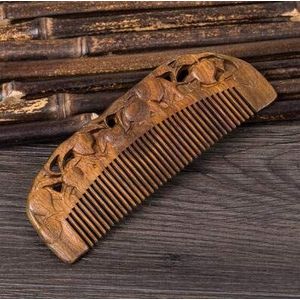 WEKOW 1 STKS Kleur Veranderende Groene Sandelhout Kam Hele Houtsnijwerk Bloem Carving Jade Sandelhout Antistatische (5)