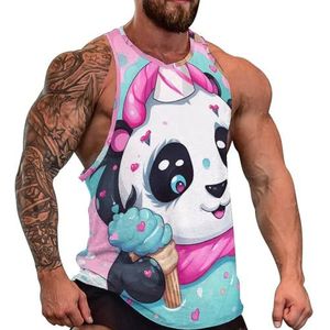 Kleurrijke Regenboog U-Nicorn Panda Mens Spier Tank Top Gym Fitness Tank Shirts Volledige Print Mouwloze Tees Vest L