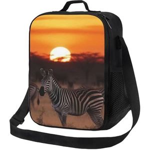 EgoMed Lunchtas, duurzame geïsoleerde lunchbox herbruikbare draagtas koeltas voor werk schoolAfrika zonsondergang zebra print