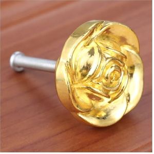 ORAMAI 1pc Rose Shape Knoppen Antiek Brons/Goud Zinklegering Bloemgrepen Ronde Trekt W/schroef 31x27mm Ladedeur Kast Vintage Decor (Color : Gold)