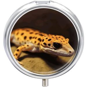 Luipaard Little Gecko Pillendoos 3 Compartiment Decoratieve Metalen Geneeskunde Vitamine Organizer Gepersonaliseerde Geneeskunde Organizer Reizen Pillendoos voor Outdoor