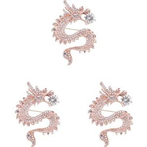 Mannen Retro Stijl Dragon Broche Corsage Party Badge Sieraden Goud+Wit, as described, Kunststof, als beschrijving