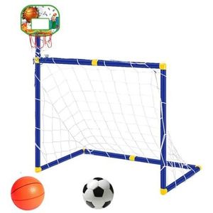 perfeclan 2 in 1 basketbalring met voetbaldoel voor kinderen Compact Sports Activity Center Voetbaldoel Basketbalstandaardset met frame, Groente