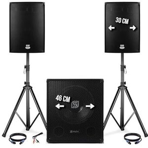 Soundset 2400 W - 2 luidsprekers, 30 cm (12 inch) + SUB SKYTEC18 inch / 46 cm + voeten + kabel - BMS-1812-V2