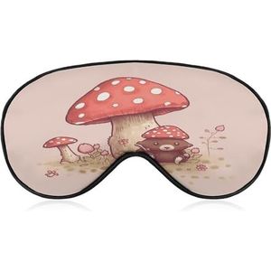 Bear and Mushroom Slaapmasker, zacht en comfortabel nachtslaapmasker, gezichtsknuffelend, gewatteerde oogbedekking met verstelbare band voor diepe rust, reizen, ploegendienst