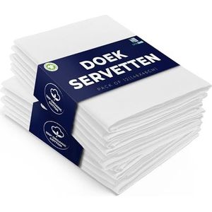 LivinEase Katoenen Stoffen Servetten - Pak Van 12 Servetten - 100% Katoenen Herbruikbare Grote Stoffen Servetten 46 x 46 cm Voor Kersttafel (Wit)