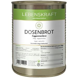 Lebenskraft Blikbrood, roggebrood, 1 blik 350 g, lang houdbaar, veganistisch, lactosevrij