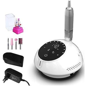 Nagelvijl elektrisch, 40000 RPM Elektrische Nagel Boor Manicure Machine for Nagels, Pedicure Met Touch Screen, Nail Art Apparatuur, Nagel Frees Set(White-Set)