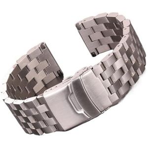 CBLDF Massief Roestvrij Stalen Horlogebandje Armband 18mm 20mm 22mm 24mm Vrouwen Mannen Zilver Geborsteld Metalen Horlogeband Accessoires (Color : Silver, Size : 18mm)