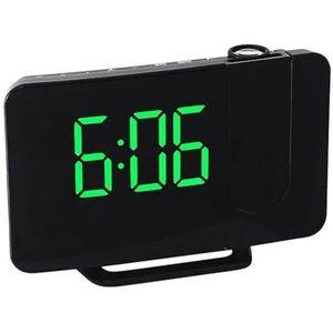 FM-radio LED Digitale Slimme Wekker Kijktafel Elektronische Desktopklokken USB Wake-up Klok Met 180° Tijdprojector Snooze Duidelijke Projectie(Green)