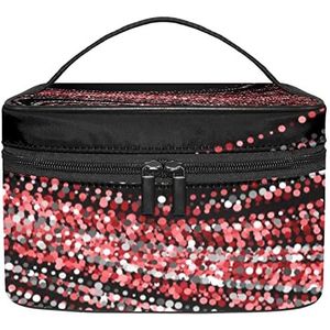 sprankelend rood licht galaxy make-up organizer tas, reizen make-up tas organizer case draagbare cosmetische tas voor vrouwen en meisjes toiletartikelen, Meerkleurig, 22.5x15x13.8cm/8.9x5.9x5.4in