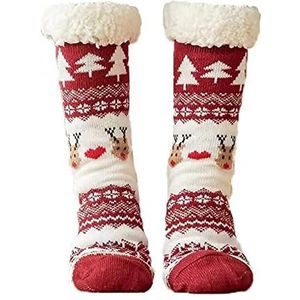 Anti-Slip Socks, Winter Floor Socks, Warm and Comfortable Fleece Slipper Socks, Women's Fluffy Home Socks (1 pair of Christmas carpet socks 5-12.5 yards)