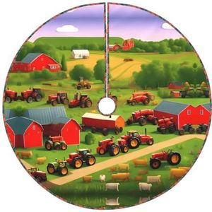 Tractor boerderij print rustieke kerstboom rok, gewatteerde kerstboom rok, perfect voor Kerstmis, Halloween