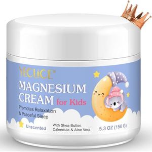 Magnesium crème voor kinderen, magnesium lotion voor slaap, magnesiumolie boter balsem met sheaboter, aloë vera, calendula, babycrème voor voeten, maag, armen, benen, verlichting voor het slapen tijd