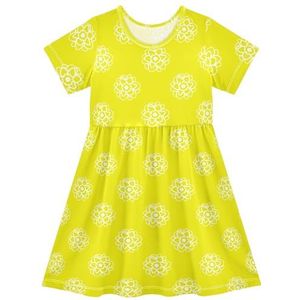 LI ZHI XIN Meisjes Jurk Kinderen Zomer Korte Mouw Ronde Hals Casual Jurken voor Leeftijd 2-8 Mooie Bloemen Patronen, Meerkleurig, 2 jaar