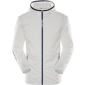 Mens zonbescherming Zip Up Jacket UPF 50+ Cooling Hooded lange mouw Shirts Outdoor Wandelen Vissen Shirts met zakken, Kleur: wit, 3XL-4XL