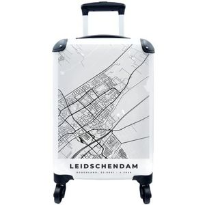 MuchoWow® Koffer - Stadskaart - Leidschendam - Grijs - Wit - Past binnen 55x40x20 cm en 55x35x25 cm - Handbagage - Trolley - Fotokoffer - Cabin Size - Print